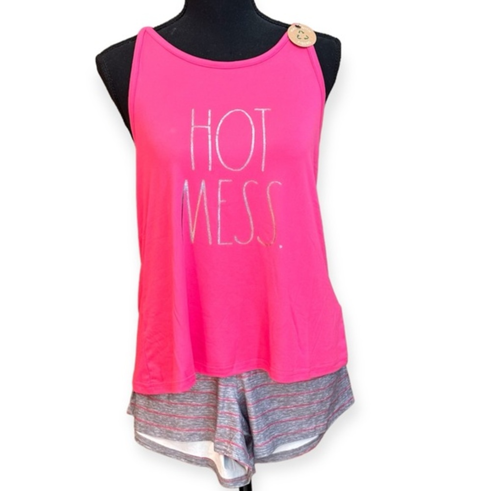 Rae Dunn HOT MESS Pajama Shorts Set with Adjustable Straps on Top Size Large